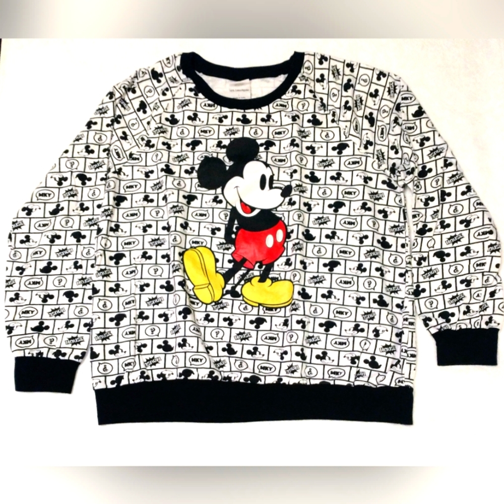 Retro Mickey Mouse T-shirt Disney Size Large Long Sleeved Comic Pattern